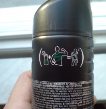 AXE deodorant med den mystiska bildserien på baksidan